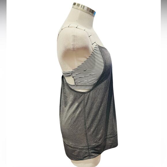 Lululemon Rest Less metallic gray tank top striped bra drawstring Size Small (4) - Picture 3 of 6